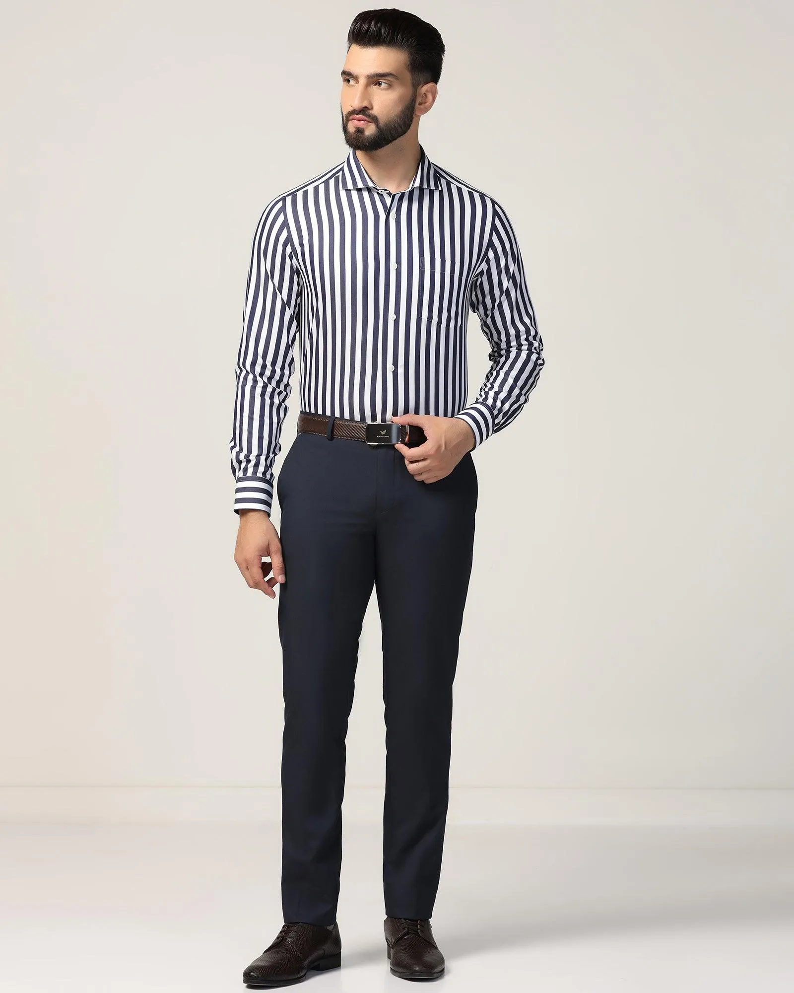 Temp Tech Formal Navy Stripe Shirt - Geneva