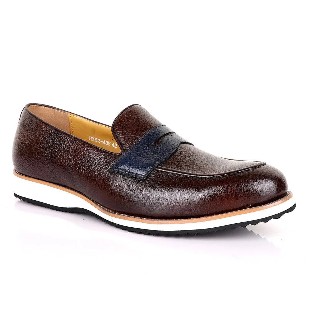 Terry Taylors Classic Coffee With Blue Leather Formal Shoe