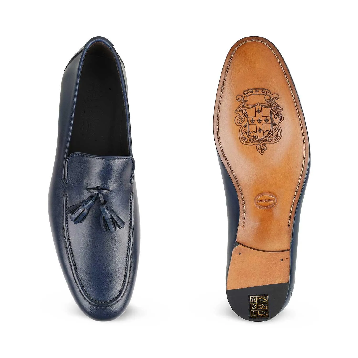 The Mancio Blue Men's Handcrafted Leather Loafers Tresmode