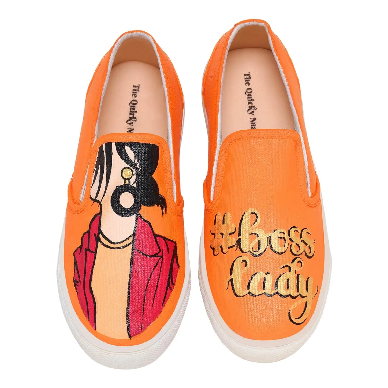 THE QUIRKY NAARI Boss Lady Slipons - Orange for The Boss Lady in You | Orange | 7 UK