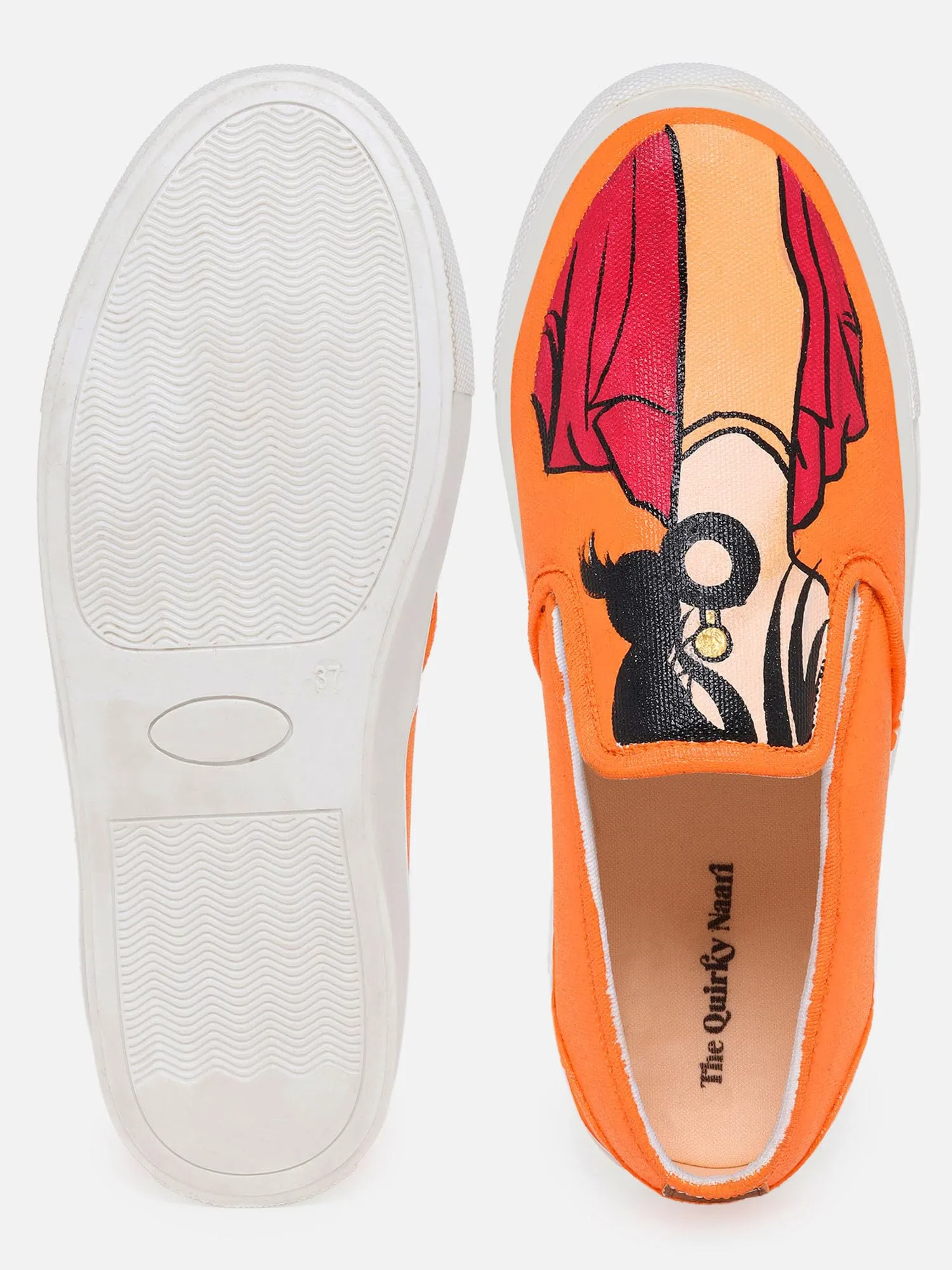 THE QUIRKY NAARI Boss Lady Slipons - Orange for The Boss Lady in You | Orange | 7 UK