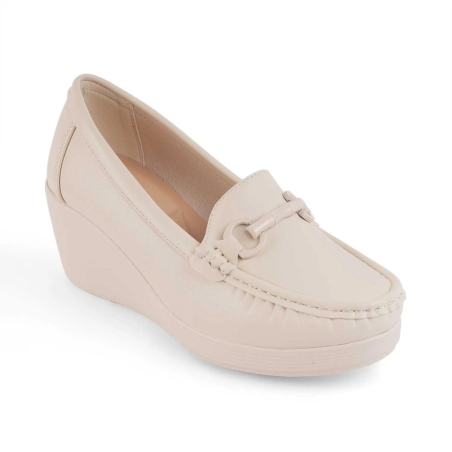 Tresmode Trebien White Women's Wedge Loafers