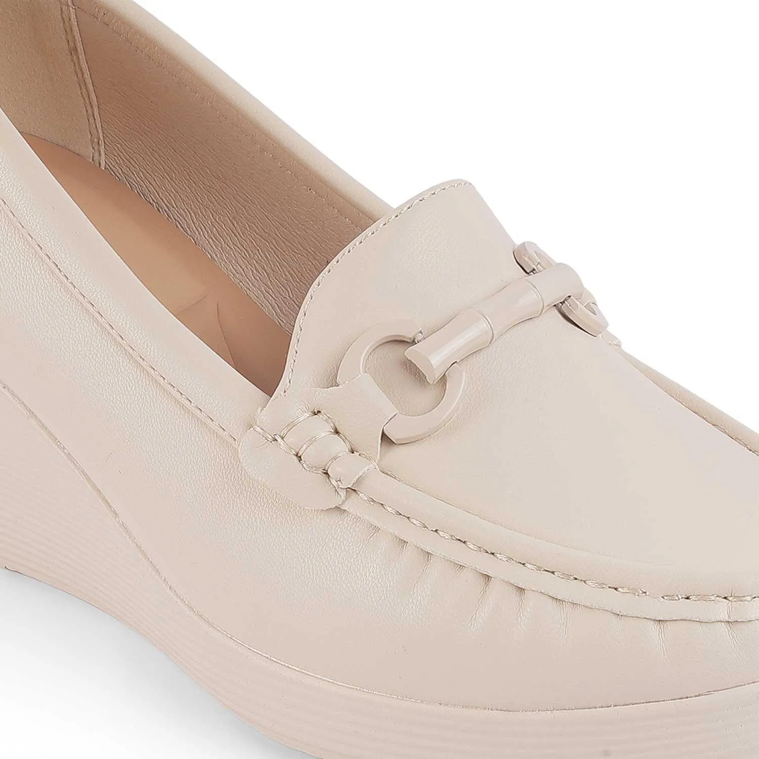 Tresmode Trebien White Women's Wedge Loafers