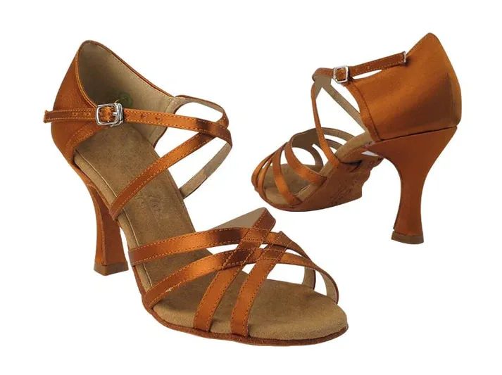 Very Fine Latin or Rhythm Shoe in Copper Tan Satin C1606_SALE In Stock